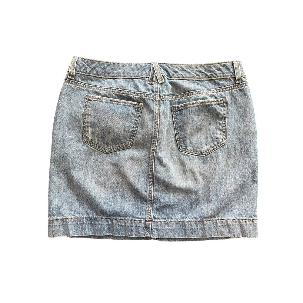 Vintage Tommy Hilfiger Denim Mini Skirt Light Wash Size 8 Striped Waistband - Picture 6 of 7